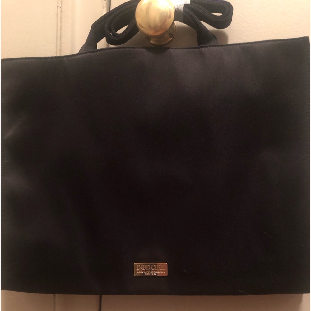 NWT Carolina Herrera Large Black Satin lined tote bag